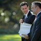 Then-personal aide to President Donald Trump John McEntee and White House Director of Social Media Dan Scavino leaving the White House on Nov. 29, 2017, in Washington, D.C.